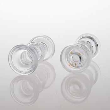 A vas and four candle holders/ vases in glass from Riihimäen Lasi, Finland 1970s.
