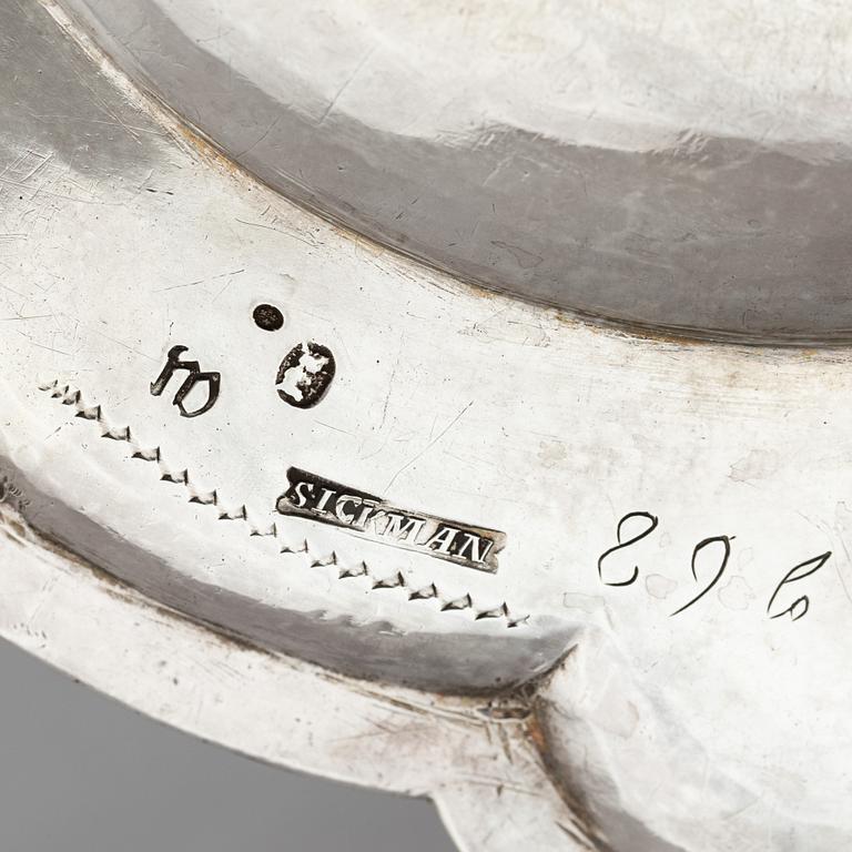 Jürgen Friedrich Sickman, fat, ett par, silver, Stockholm 1757. Rokoko.
