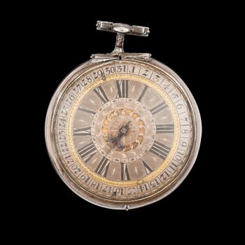 1432. A silver verge pocket watch, Johann Melchoir Bommell in Nürnberg, 18th century.