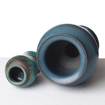 Stig Lindberg, two stoneware vases, Gustavsberg studio, Sweden 1963-64.