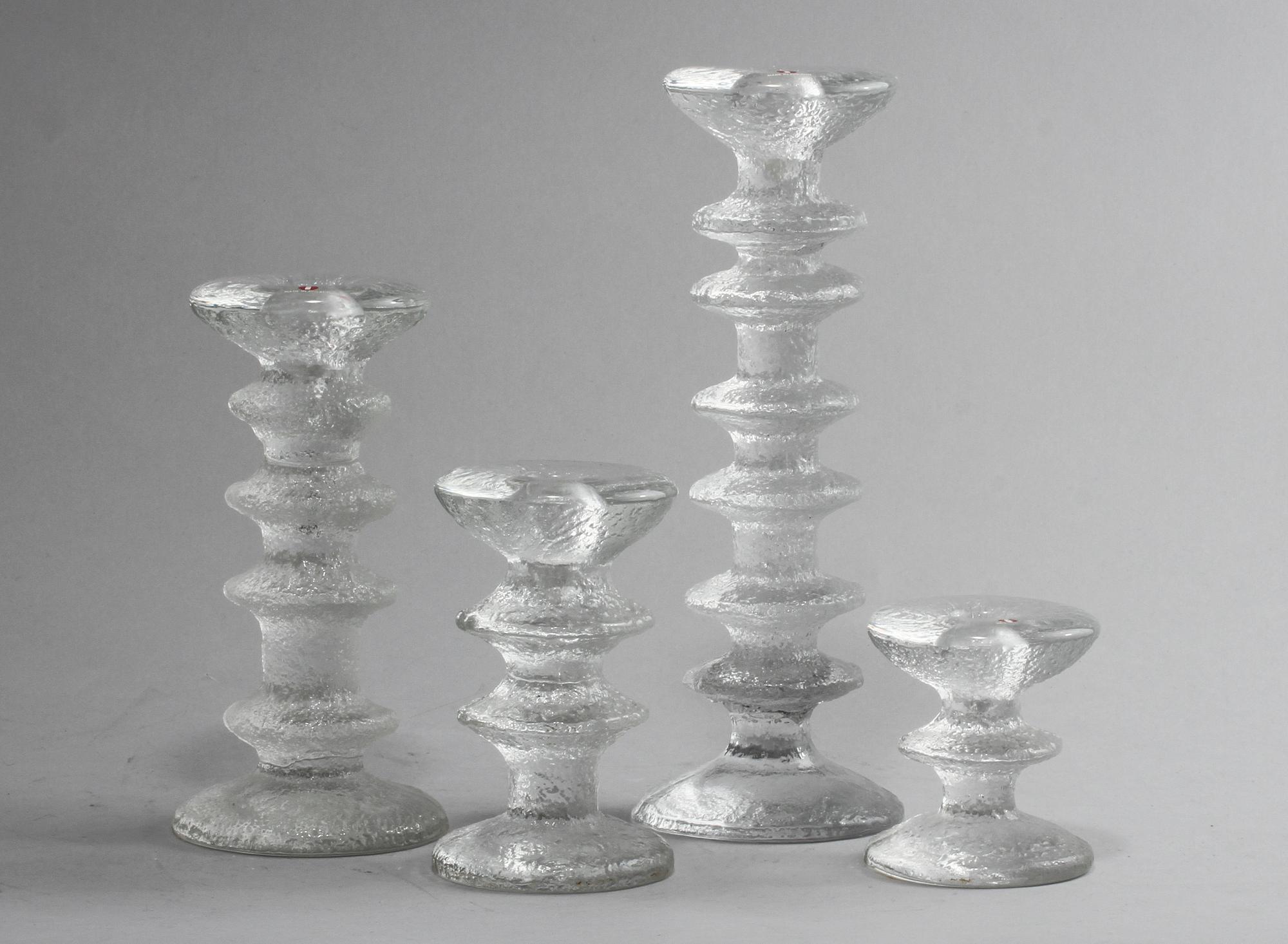 LJUSSTAKAR, 4 st, glas, "Festivo", Timo Sarpaneva, Iittala, 1900-talets andra hälft.