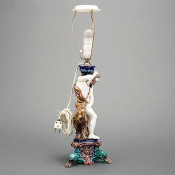 BORDSLAMPA, majolika, 1800-talets slut.