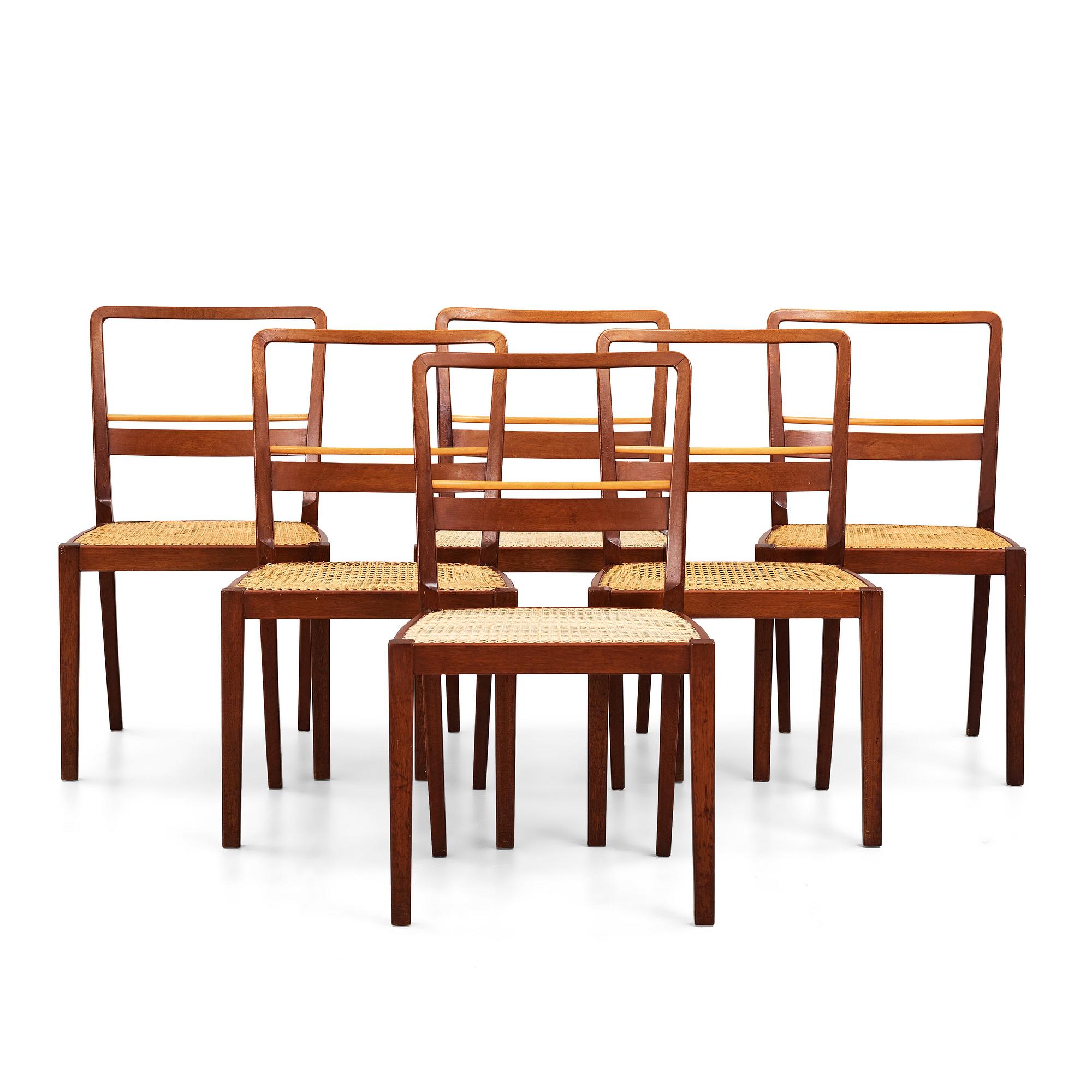 Erik Chambert, stolar, 6 st,  A-B Chamberts Möbelfabrik, Norrköping ca 1937.