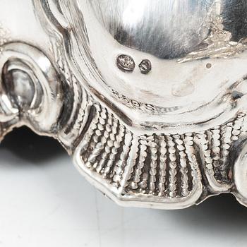 A pair of silver candelabra, Baroque style, Swedish import mark, 20th century.