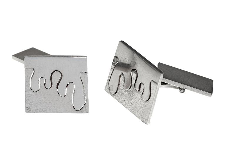 A pair of Richard Waterwal silver cufflinks, Borgila, Stockholm 1975.