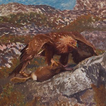 Bruno Liljefors, Golden eagles attacking a hare.