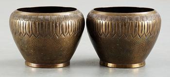 A pair of Swedish brass jars. Makers mark Edvard Johansson, Norrköping.