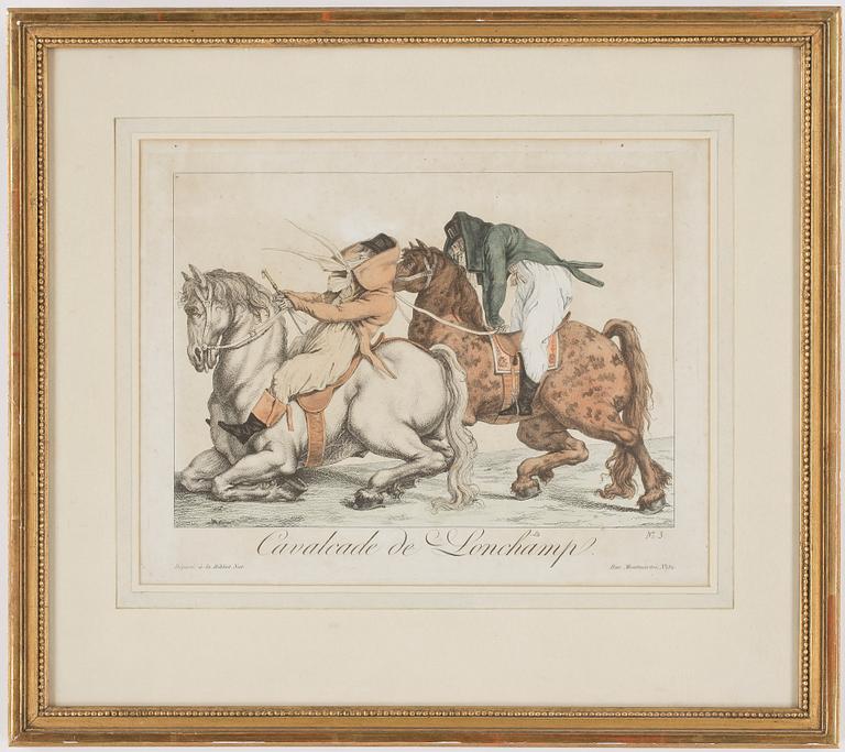 GRAVYRER, 2 st, kolorerade, Frankrike, 1800-talets första hälft.