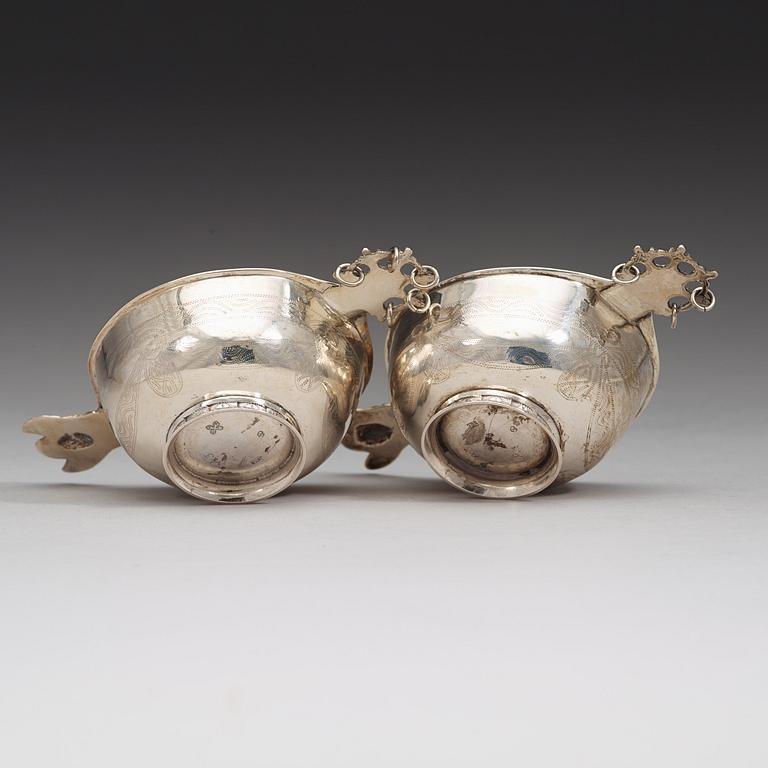 A pair of Swedish early 19th century parcel-gilt cups, marks of Olof Löfvander, Luleå 1807.