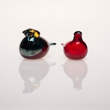FIGURINER, 2 st, glas, signerad O. Toikka, Nuutajärvi.
