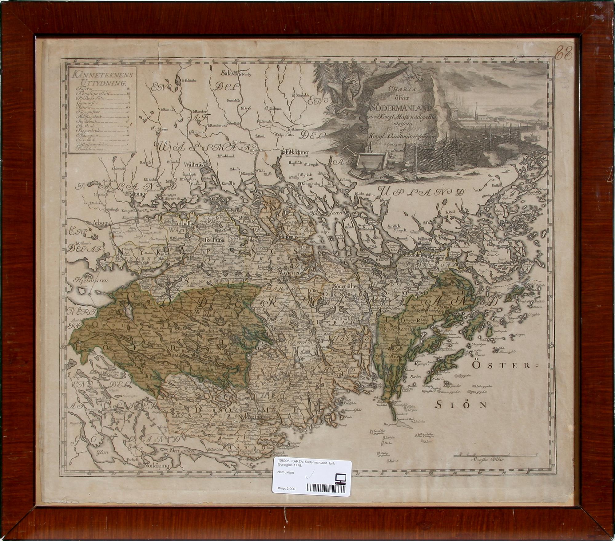 KARTA, Södermanland. Erik Geringius 1778.