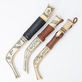 Nine half-horn knives, unidentified craftsman.