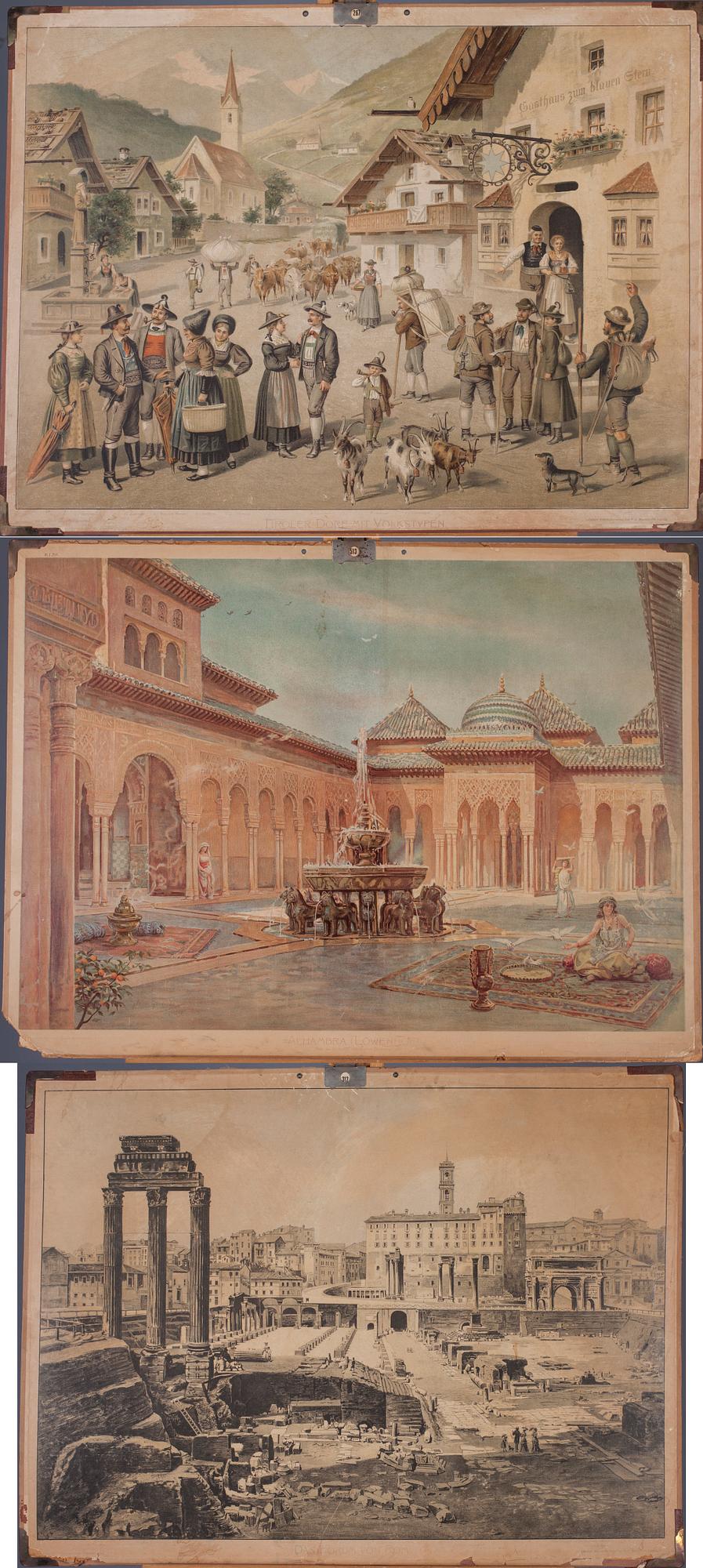 SKOLPLANSCHER, 3 st, F. E. Wachsmuth, Leipzig, 1900-talets första hälft.