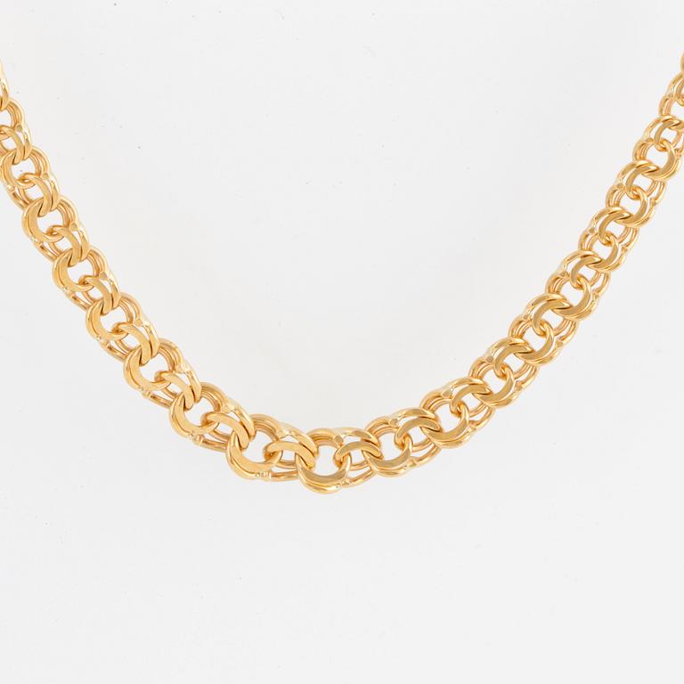 Collier, doserad bismarck, 18K guld, längd, 43 cm, vikt 18 g.