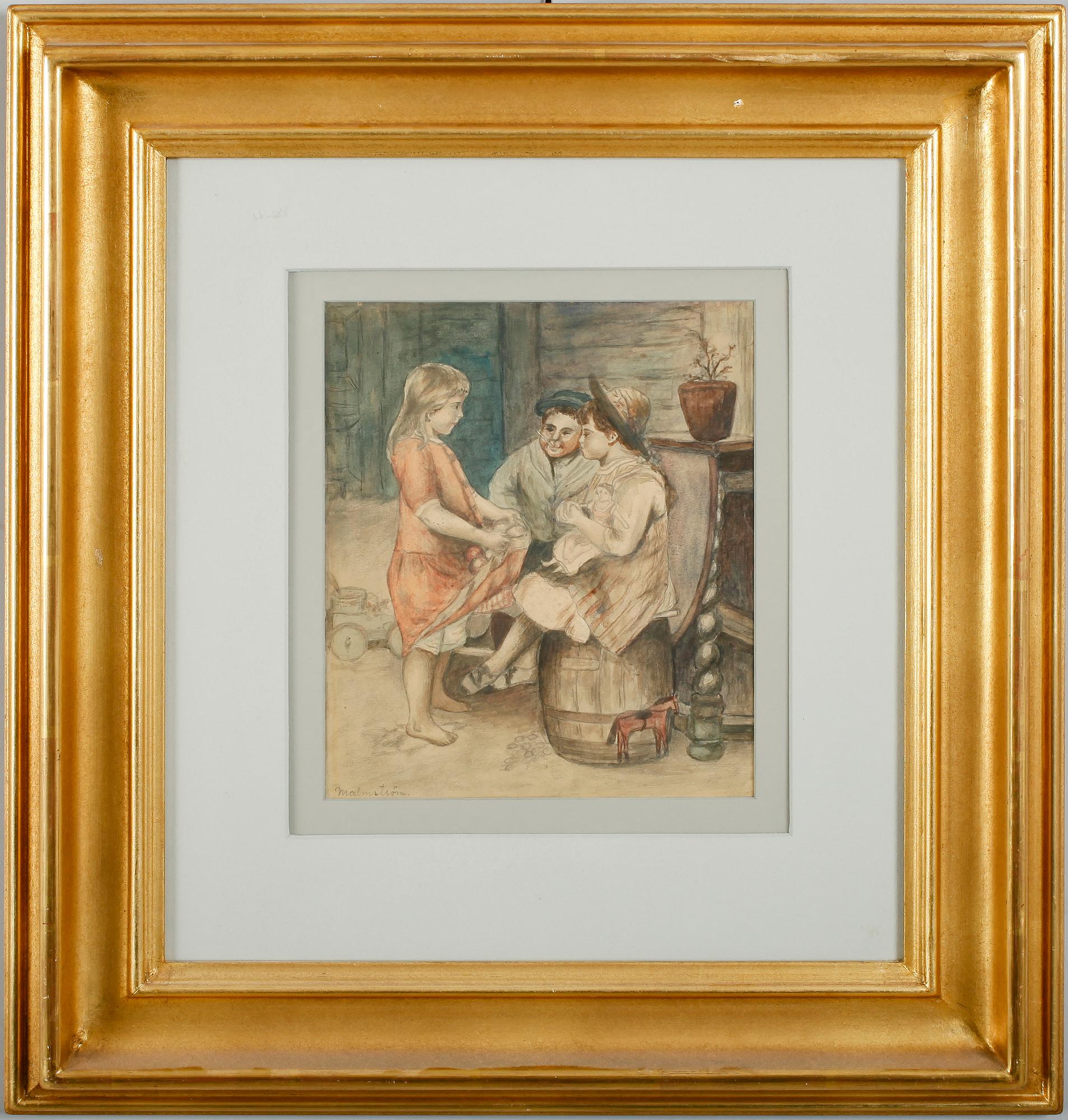 AUGUST MALMSTRÖM, akvarell, signerad.