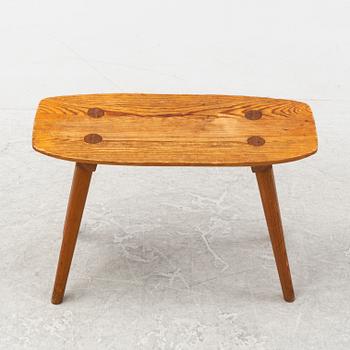 A stained pine stool, mid 20th Century.