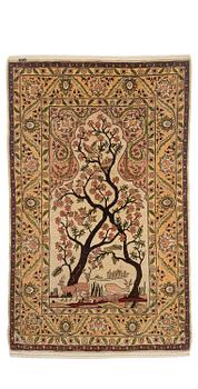 361. A semi-antique / old silk Hereke rug, West Anatolia, c. 100 x 60 cm.