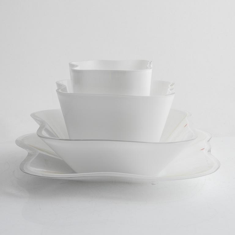 Alvar Aalto, "Aalto-blomman", 4 delar, glas, Iittala, Finland.