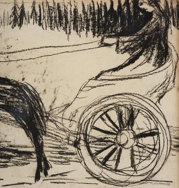 Carl Fredrik Hill, Horse with figure in Roman chariot.