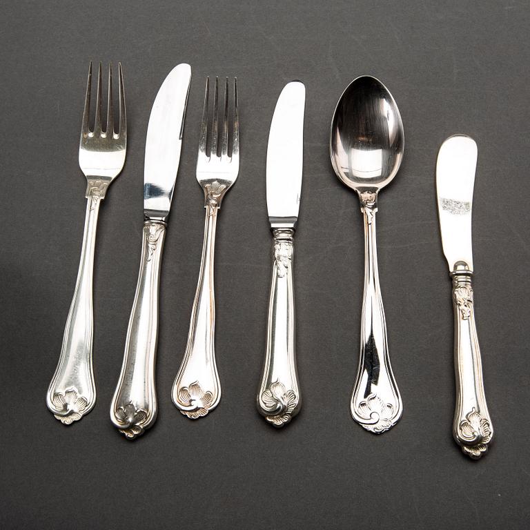 COHR, a part silver cutlery, Denmark, mid 20th century (52 pieces) + 6 pieces bl.a. MEMA, 1990-2000's. Weight 2900 gram.