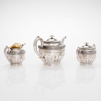 A three-piece silver teaset,  Kultaseppäkoulu, Helsingfors 1964.