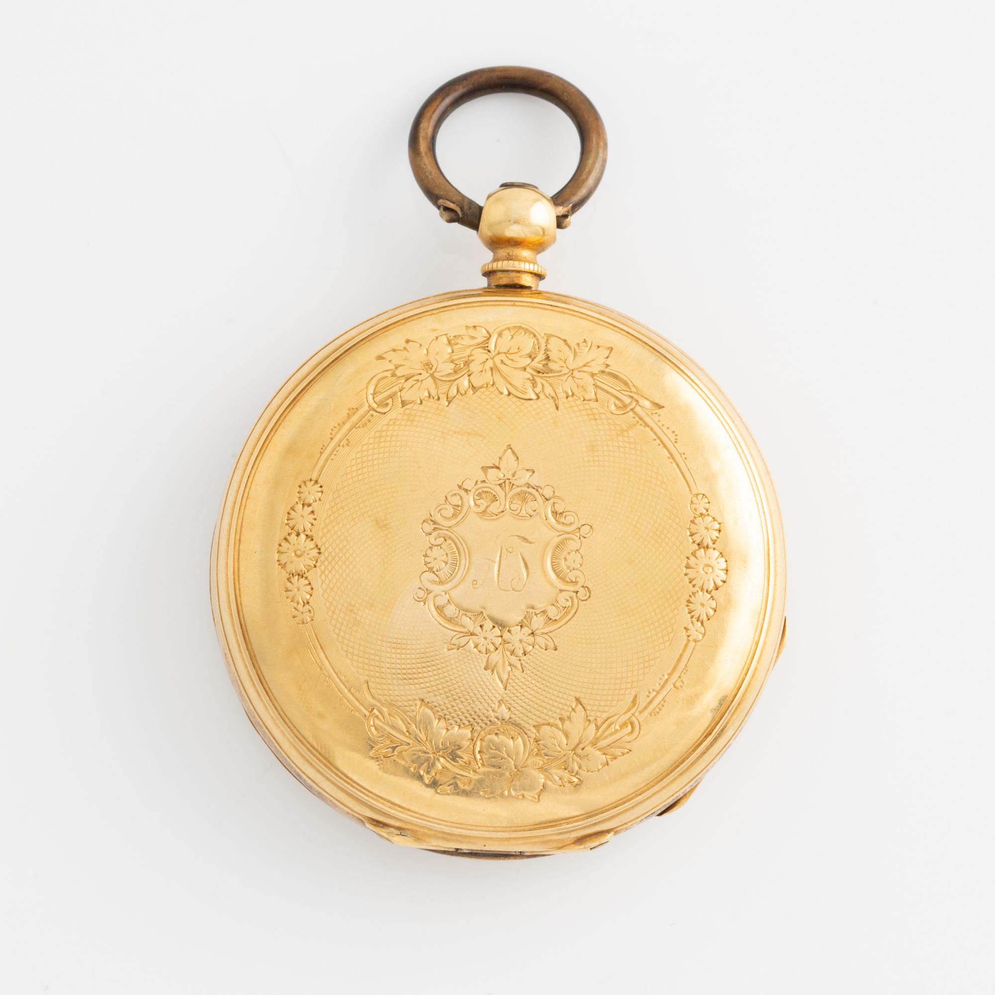 Pocket watch, 18K gold, "M Sjögren Christianstad", 36.5 mm.