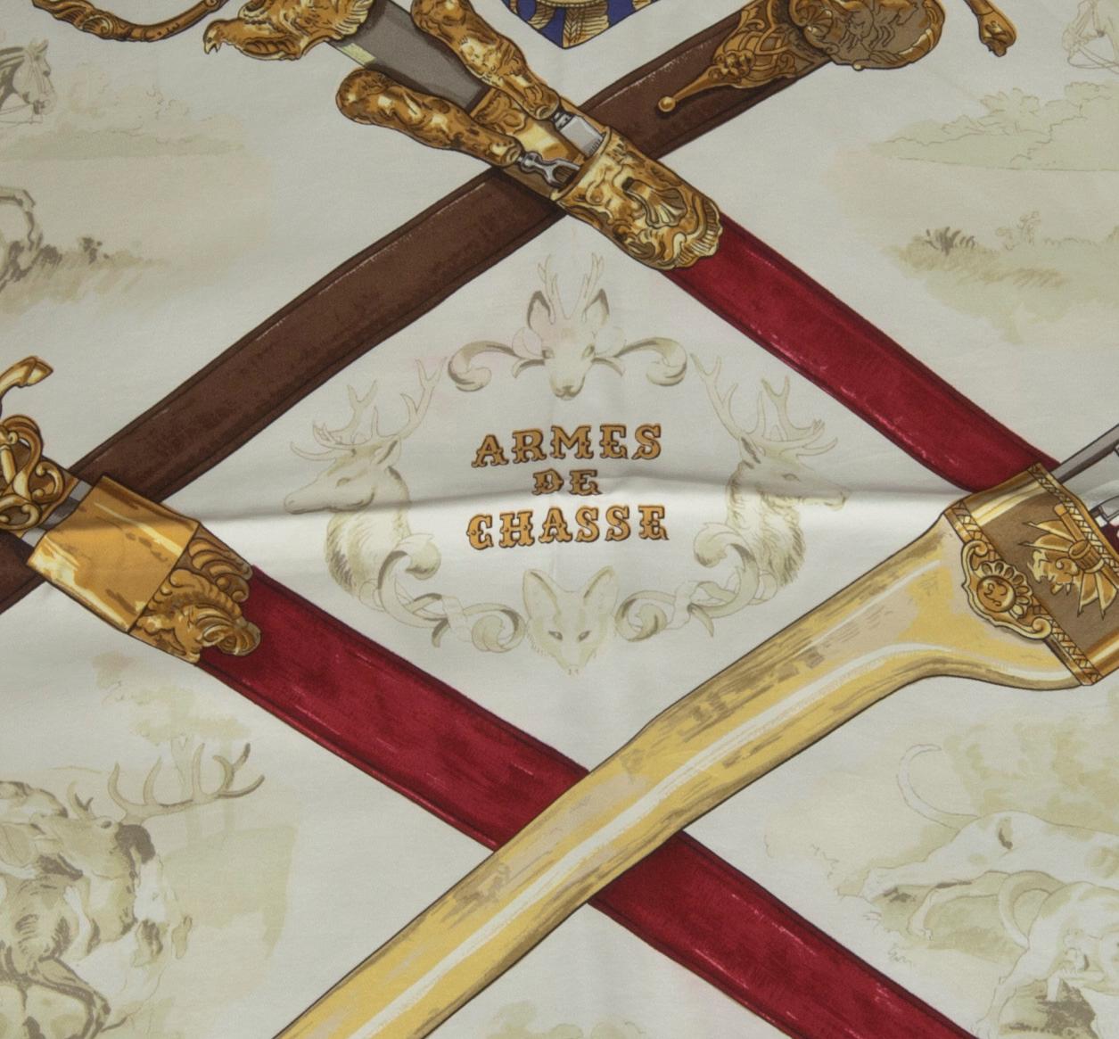 SCARF, siden, "Armes de Chasse", design Ledoux, Hermès, Paris.