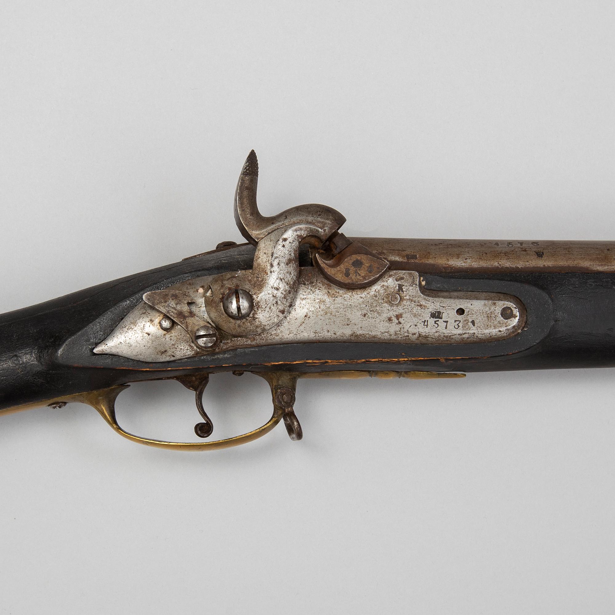 SLAGLÅSGEVÄR, norskt, 1700-tal reparationsmodell.