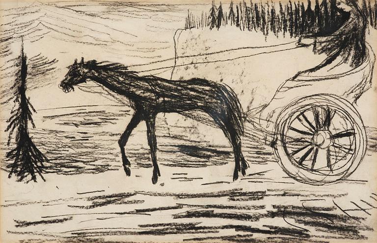 Carl Fredrik Hill, Horse with figure in Roman chariot.