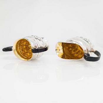 Sugar bowl and cream jug, and four pieces of silver cutlery, Vyborg, Turku, Hämeenlinna and Helsinki 1926-60.