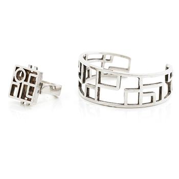632A. Claës E. Giertta, a ring and a bangle, silver, Stockholm 1961 and 1965.