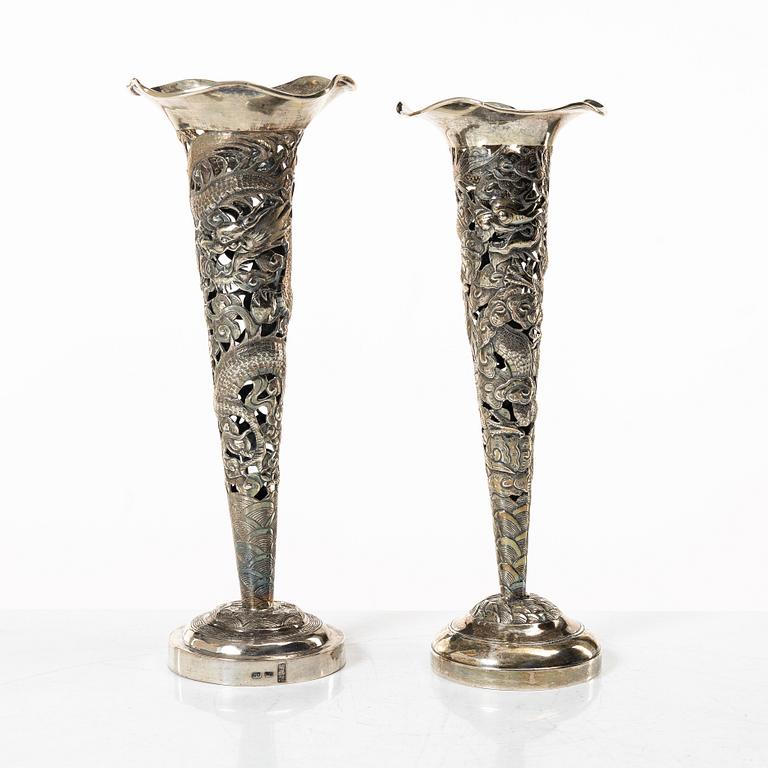 Two Chinese silver vases, circa 1900.