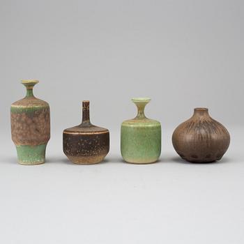 ROLF PALM, a set of four stoneware vases, Mölle, Sweden.