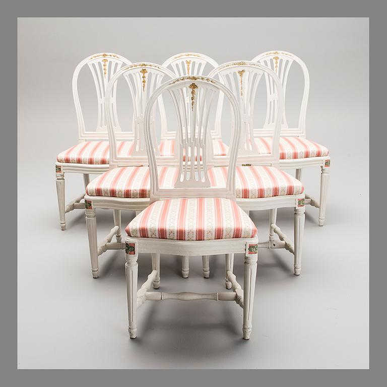 A SET OF SIX GUSTAVIAN CHAIRS, late 18th century.