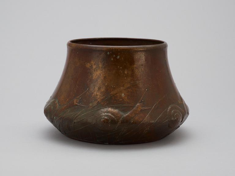 A Hugo Elmqvist Art Nouveau patinated bronze vase, Stockholm circa 1900.