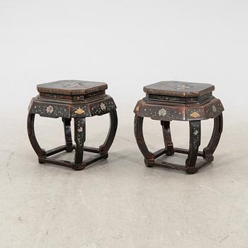 A pair of Chinese wooden stolls/pedistals 20th century.