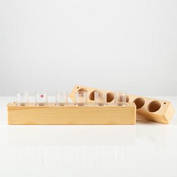 Tapio Wirkkala, six ' niva' shot glasses, Iittala, Finland.