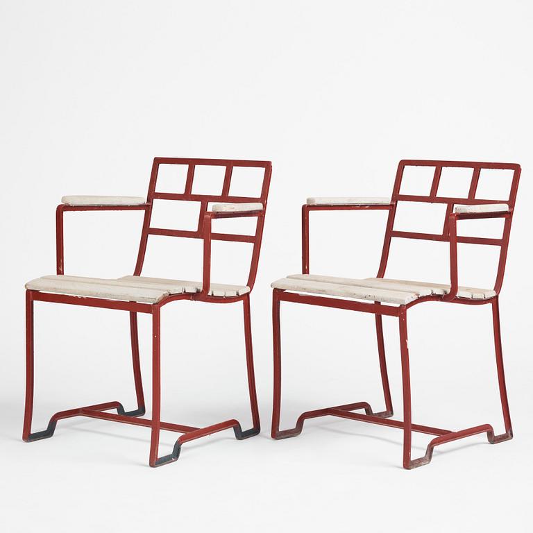 Carl Hörvik, a pair of garden chairs, possibly produced by Thulins vagnfabrik, Skillingaryd.