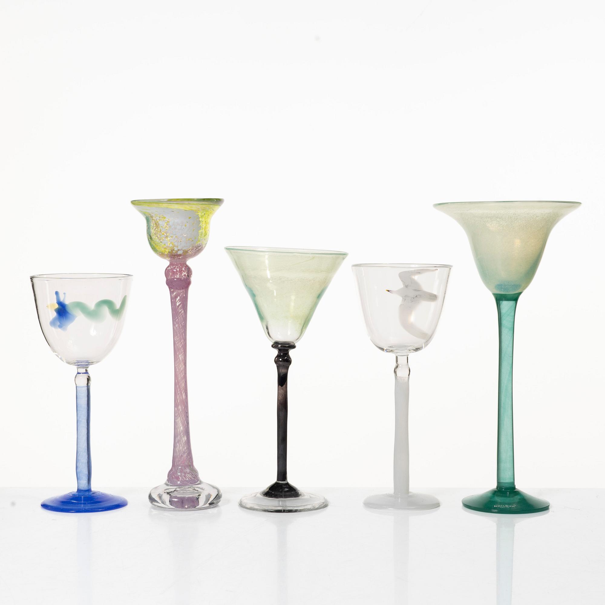 Samling pokalglas, 11 stycken, Sverige, senare delen av 1900-talet.