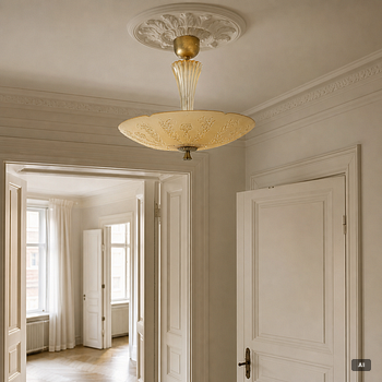Fritz Kurz, A model KD 9775 Swedish Modern ceiling lamp, Orrefors, 1940s.