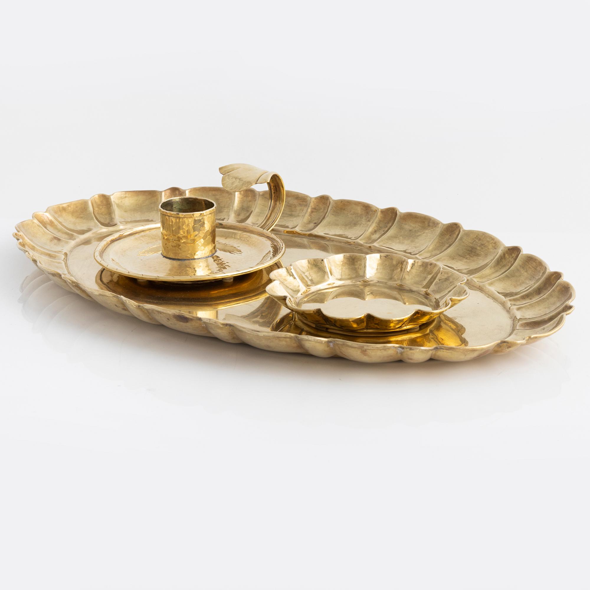Lars Holmström, a tray, bowl and candle holder, Arvika, Sweden,