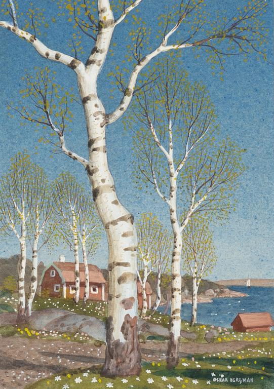 Oskar Bergman, Spring Landscape with Birches.