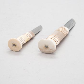 Two sami knifes, Per-Ola Jönestal, Kurravaara. Signed POJ.