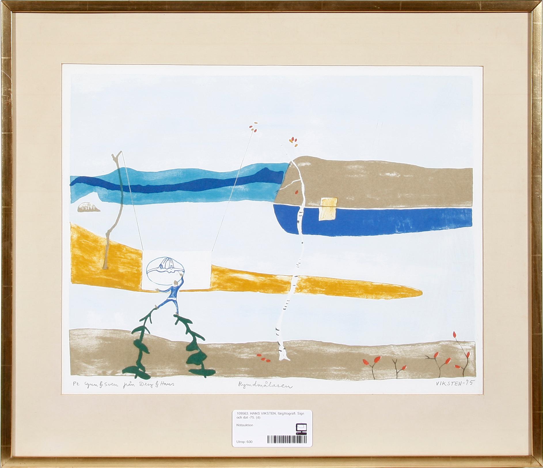 HANS VIKSTEN, färglitografi. Sign och dat -75.