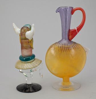 SKULPTUR samt KARAFF,glas, Kjell Engman, Kosta Boda, 1900-tal.