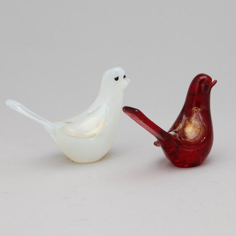SKULPTURER, 2 st, glas, möjligen Tyra Lundgren för Venini.