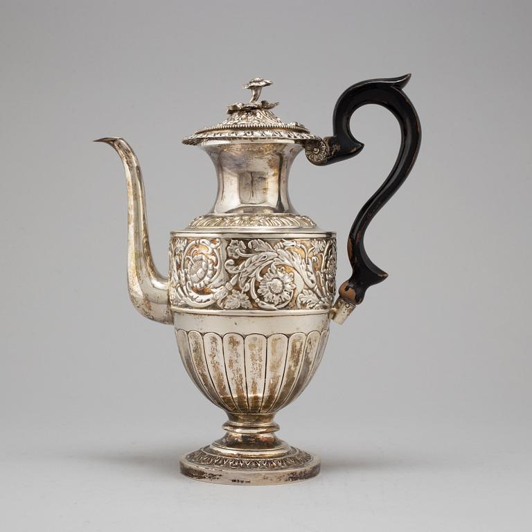 GUSTAF MÖLLENBORG, kaffekanna, silver, Stockholm, 1838.