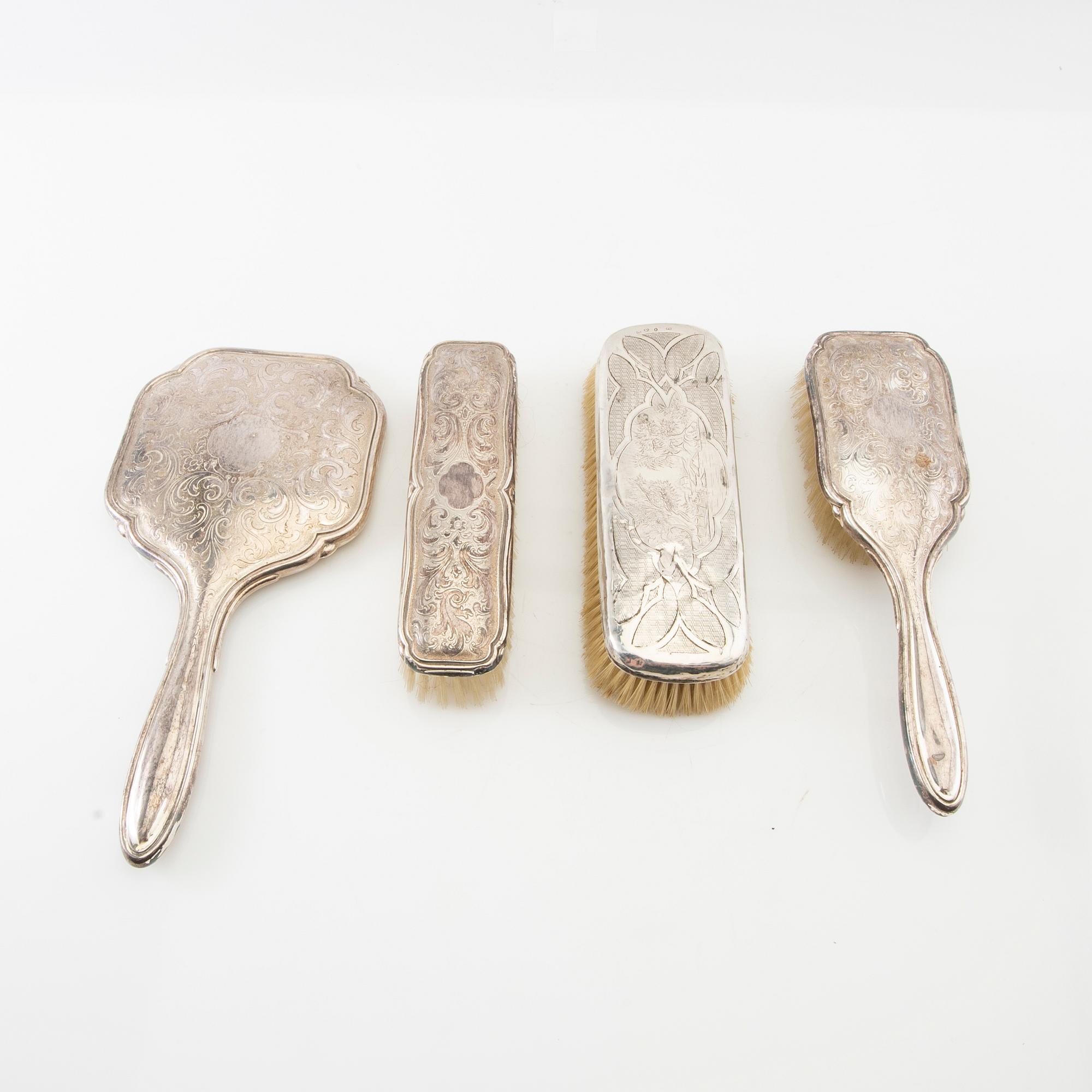 Dressing table set 4 pcs similar silver Swedish import marks.