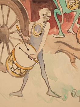 Carl Larsson, utförd 1884. Akvarell och kol på papper uppklistrad på duk.