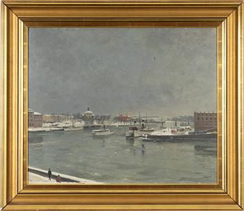 Bernhard Oscarsson, View towards Skeppsholmen, winter.